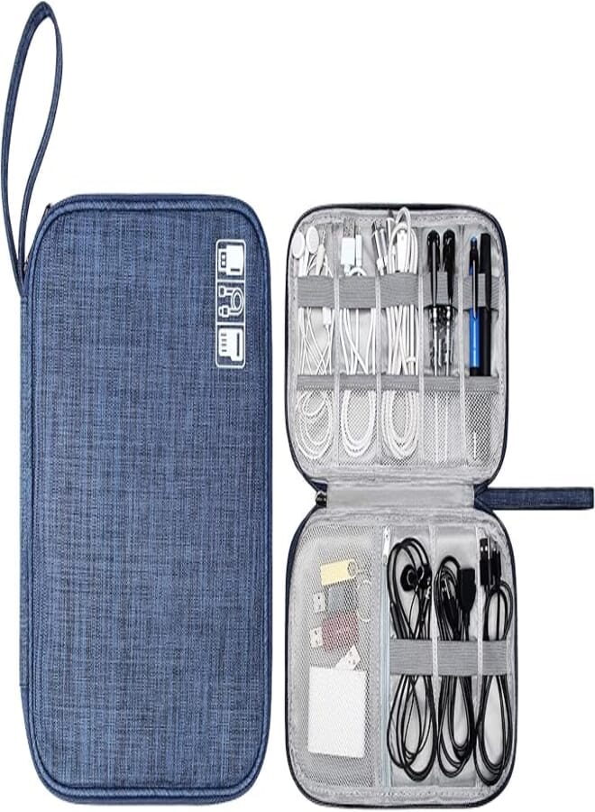 CILLA Travel Cord Organizer Case, Electronic Organizer Small Cable Organizer Portable Waterproof Storage Bag for Charger, Cord, USB, Power Bank, Earphone, SD Card, Traveling Essentials for Women